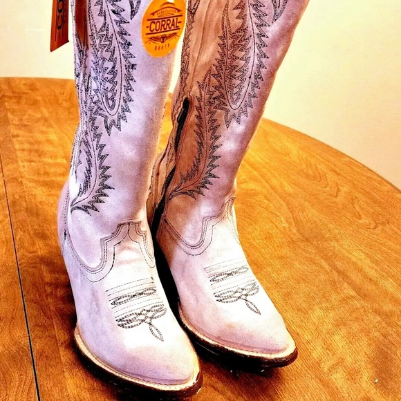 Corral Rose Pink Cowboy  Cowgirl Boots Size 8 E1447 - Picture 5 of 16